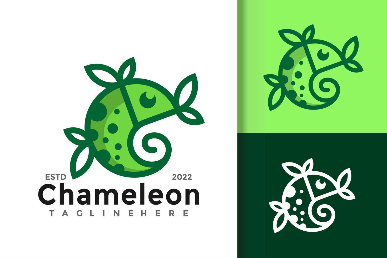 kameleont gecko logotyp design vektor mall