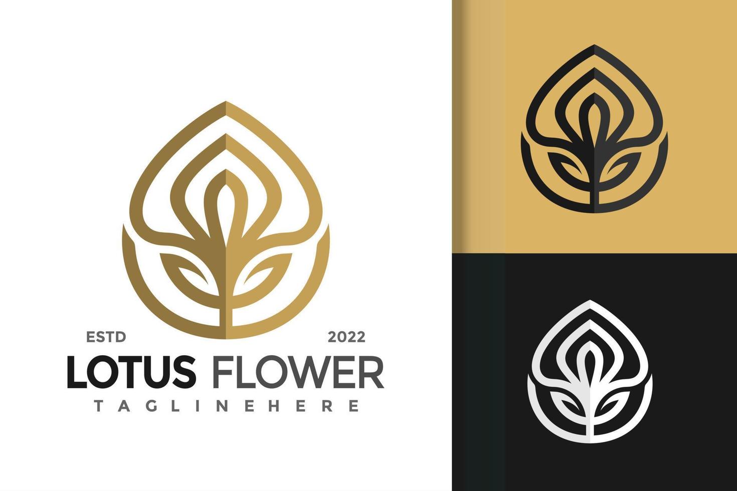 lyxig lotusblomma elegant logotyp design vektor mall