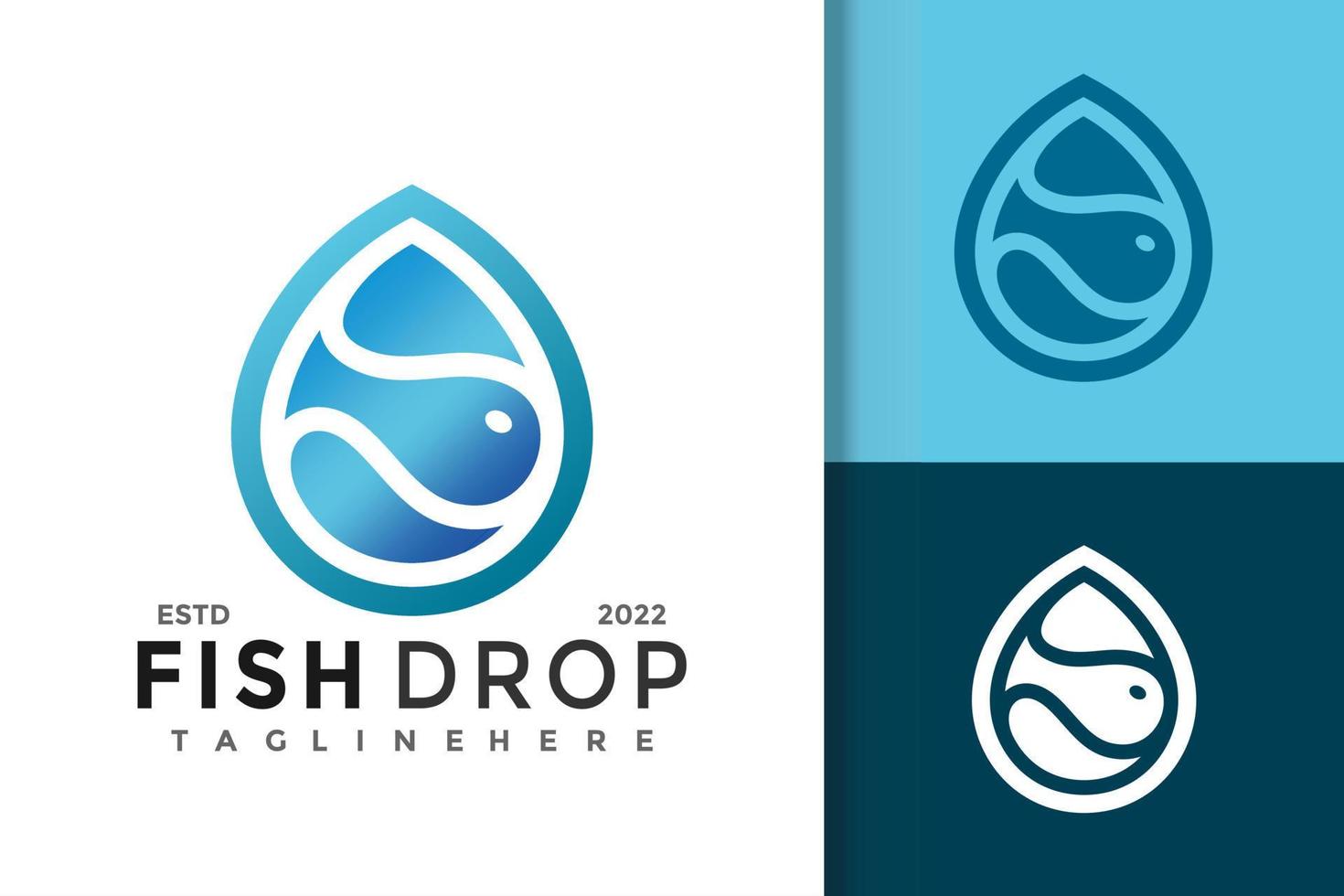 Vektor-Vorlage für das Design des Fisch-Drop-Wave-Logos vektor