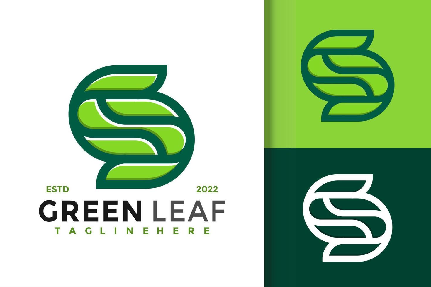 bokstavens gröna blad kreativ logotyp design vektor mall