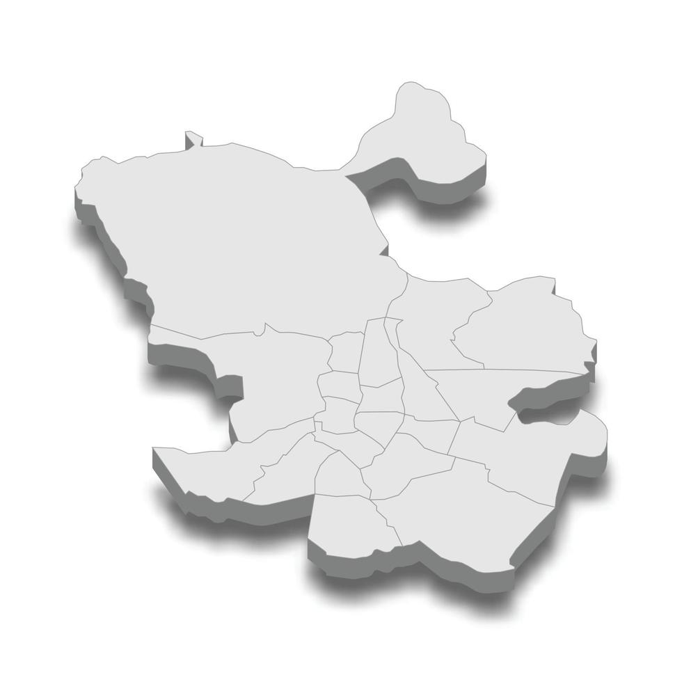 3D isometrisk karta över madrid city är en huvudstad i Spanien vektor