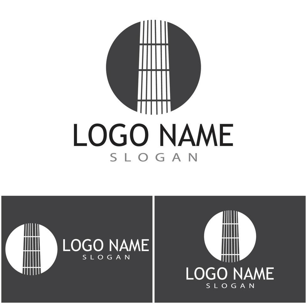 Cross-Gitarren-Musikband-Emblem-Logo-Design vektor