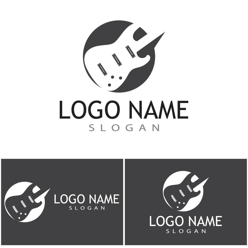 Cross-Gitarren-Musikband-Emblem-Logo-Design vektor