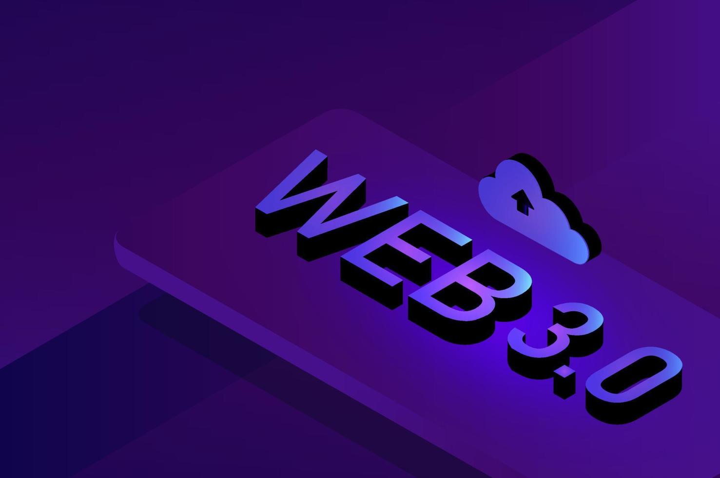 web 3.0-koncept, web 3.0-typografi på blå bakgrund, ny version av webbplats med blockchain-teknik, kryptovaluta och nft art. vektor illustration