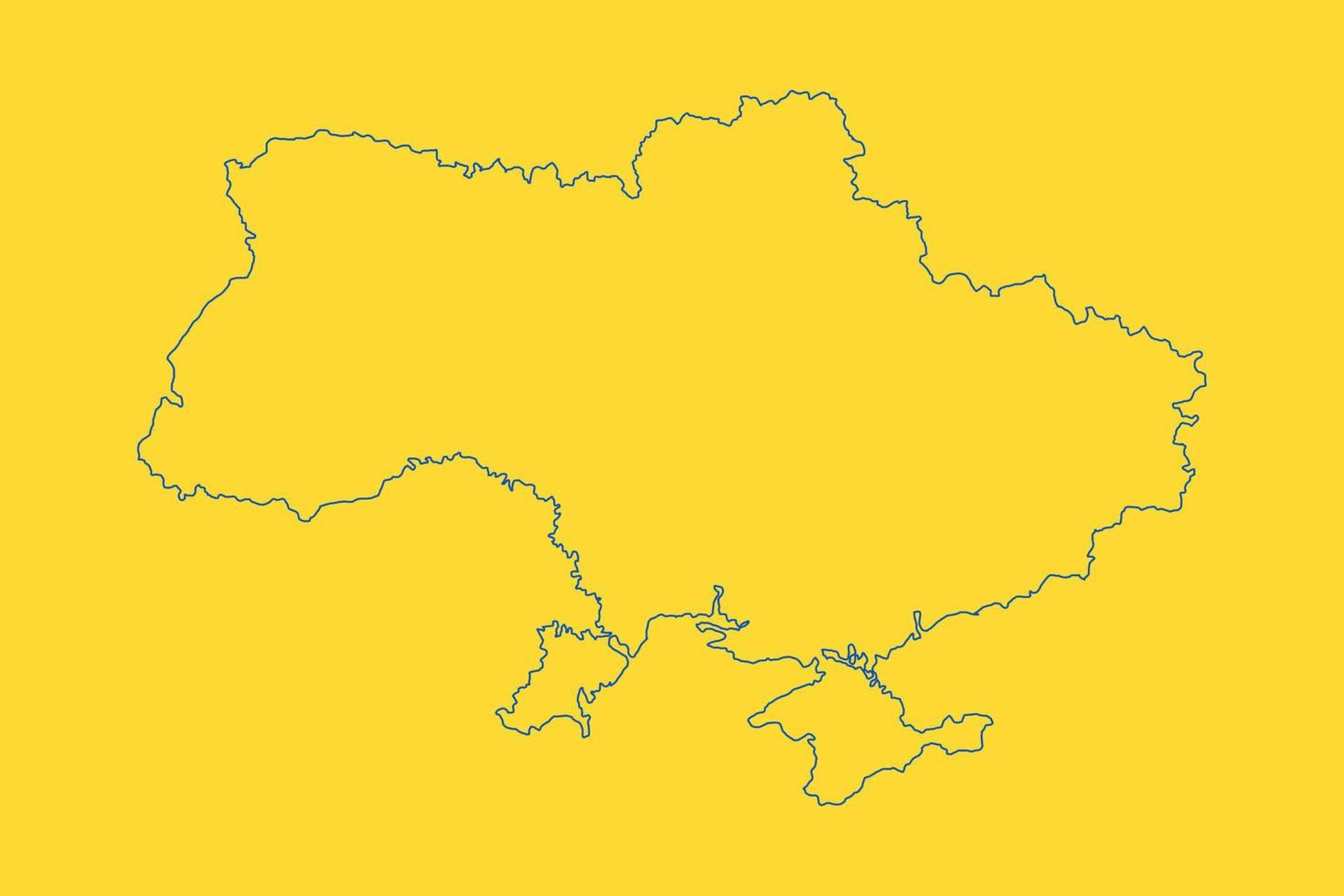 blå och gul siluett av Ukraina land karta. ukrainskt territorium gränsar till crimea. geografiska designelement vektorillustration. vektor