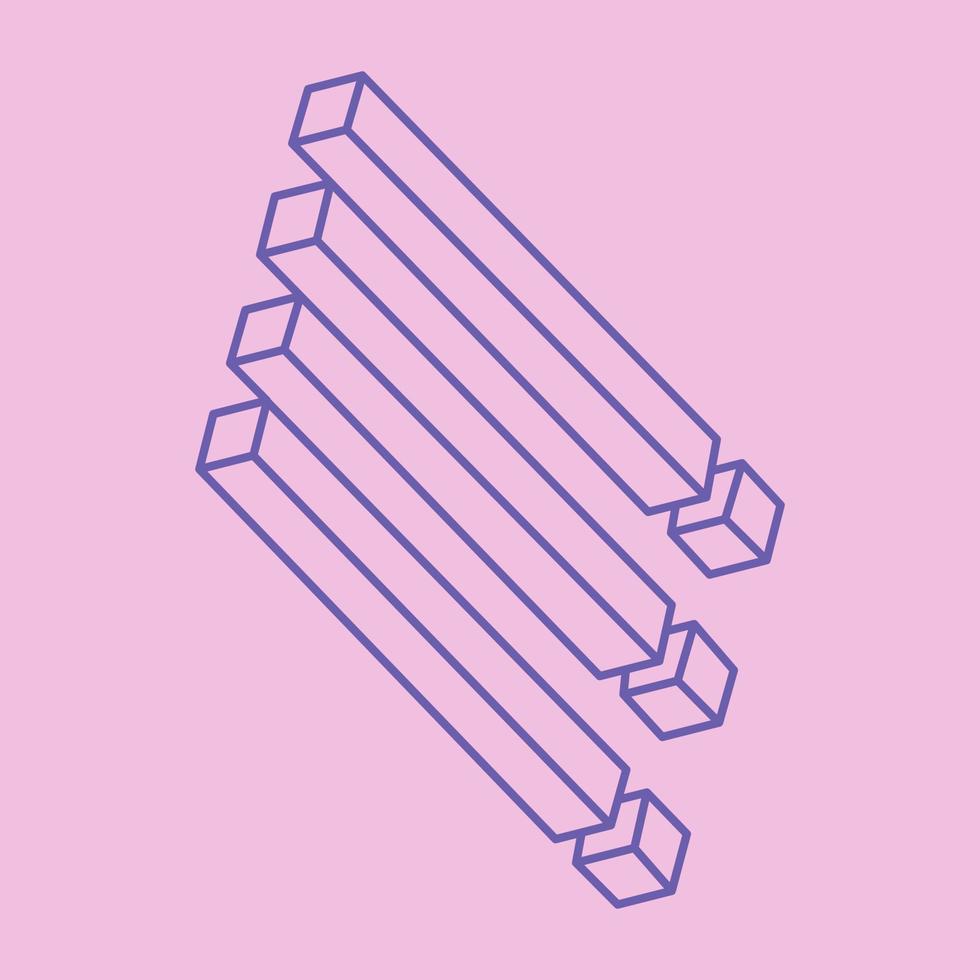 omöjliga former. helig geometri. optisk illusion. abstrakta eviga geometriska objekt. optisk konst. omöjlig geometri symbol på en rosa bakgrund. linjekonst. vektor