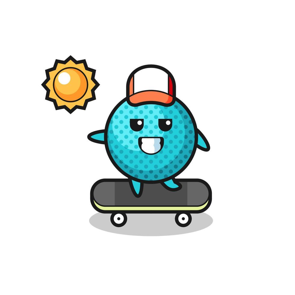 stachelige ballcharakterillustration fahren sie ein skateboard vektor