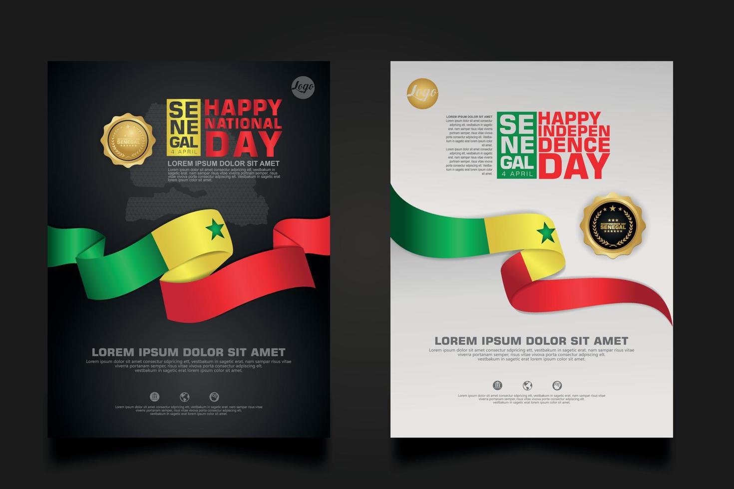 Set Poster Promotions Senegal Happy Republic Day Hintergrundvorlage. vektor