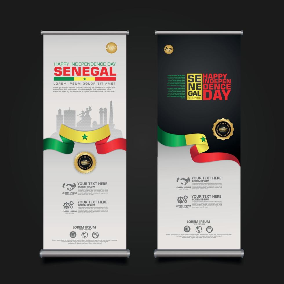 set roll up banner promotions senegal happy republic day hintergrundvorlage vektor