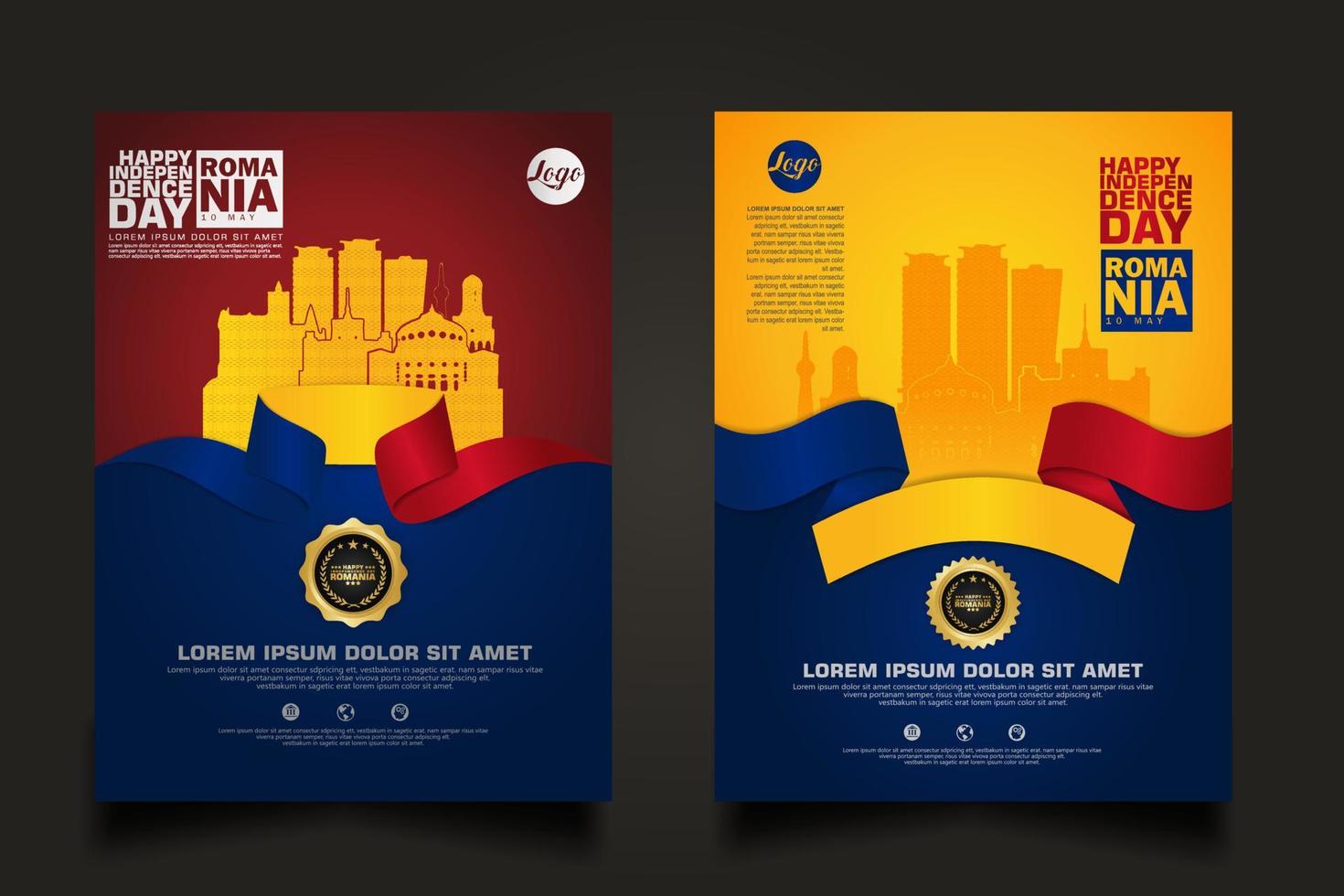 ställa in affisch kampanjer Rumänien glad självständighetsdagen bakgrundsmall vektor