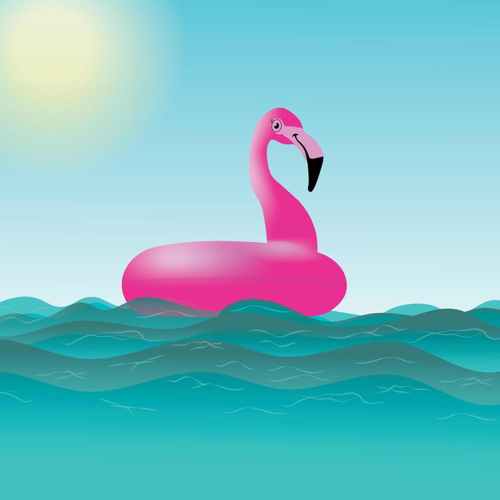 flamingo uppblåsbar leksak sommar strand semester illustration vektor