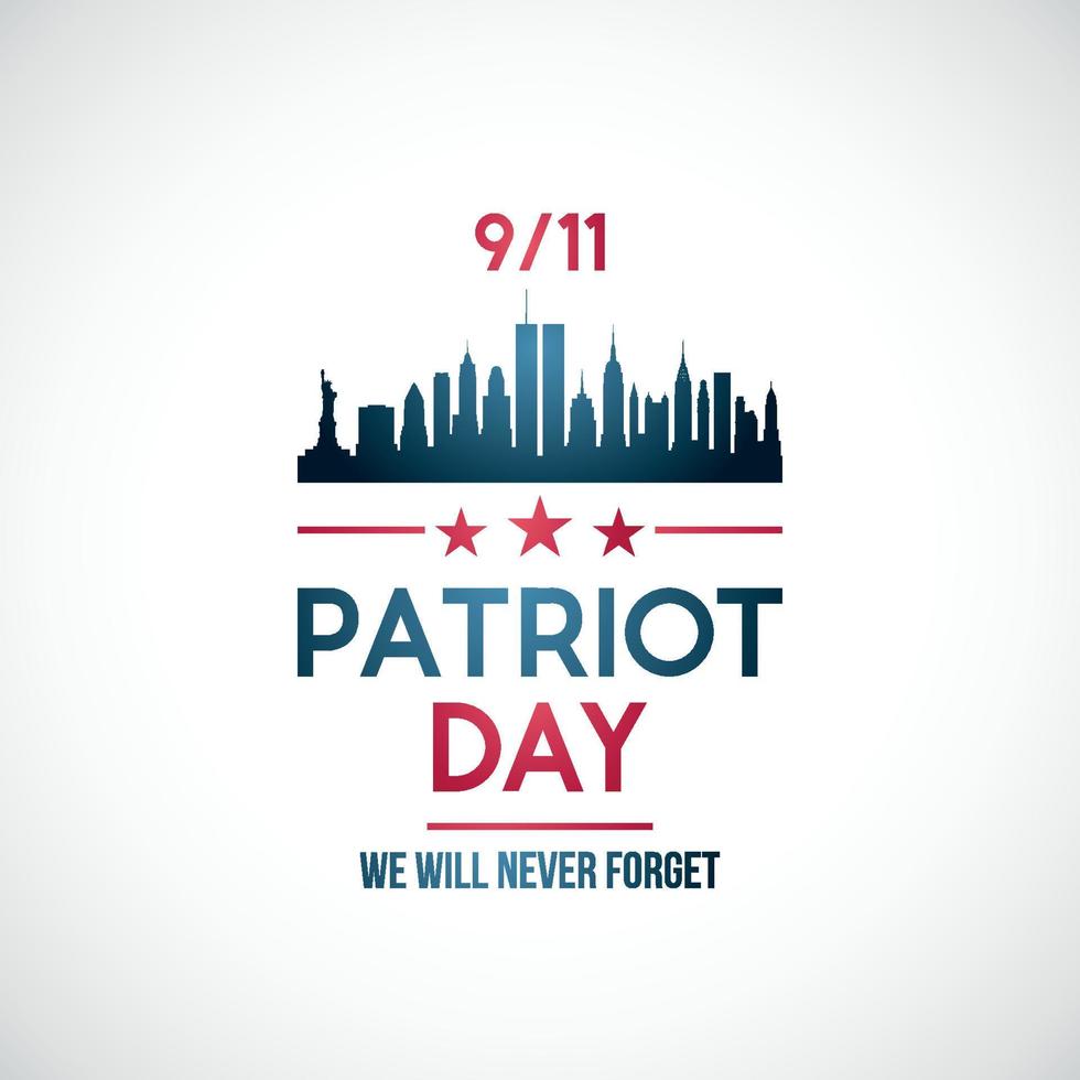 911, Patriot-Tageshintergrund. Patriot Day Vektorbanner mit Skyline von New York vektor