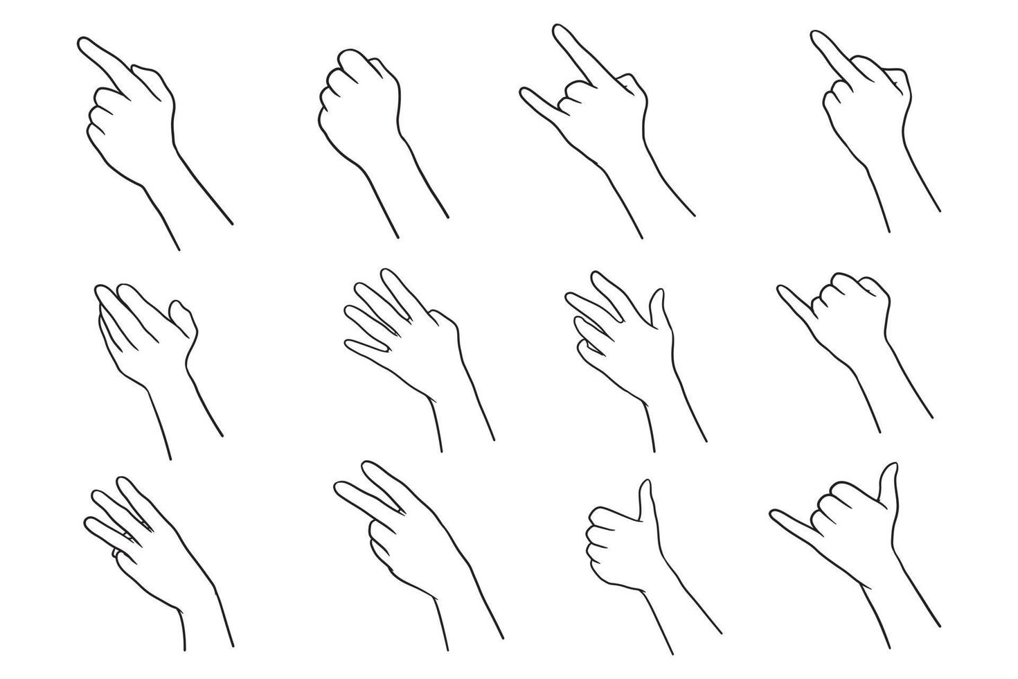 hand gezeichnete äußere seite der handgestenillustration vektor