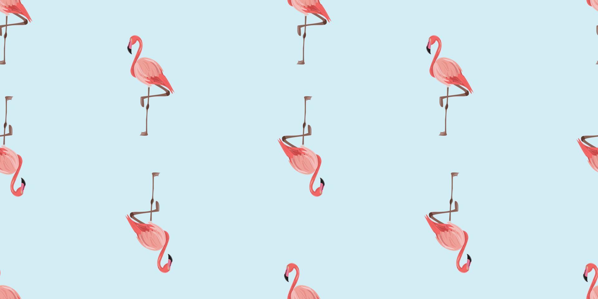 seamless mönster med flamingo fågel stående på ett ben. enkelt mönster med isolerade flamingofåglar. vektor