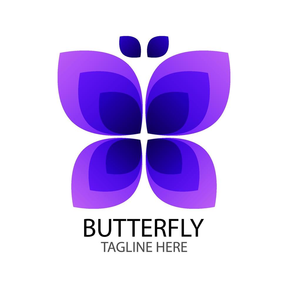 ein einfaches symmetrisches lila Schmetterlingslogo für ein Firmenlogo oder -symbol vektor