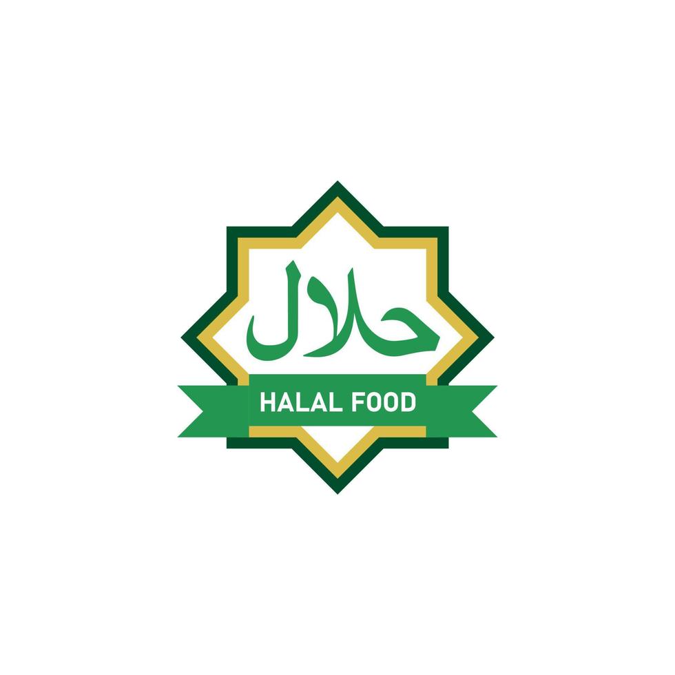 halal mat tecken. muslimskt produktemblem. specialmeny. certifikattagg. vektor illustration