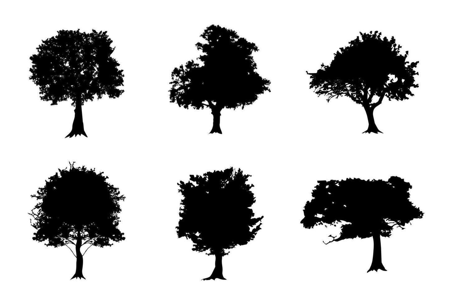 Baum-Silhouetten. satz von vintage schwarzem baum. vektor