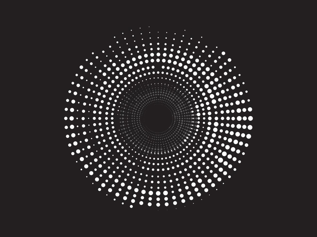 runder Kreis weiß und grau auf schwarzem Hintergrund vektor