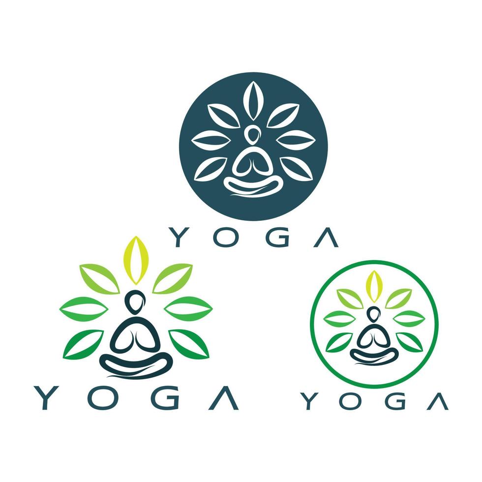 logotyp design av människor som gör yoga symbol ikon illustration vektor