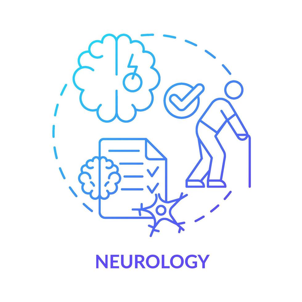 Symbol für blaues Verlaufskonzept der Neurologie. professionelle Patientenversorgung. Service des medizinischen Zentrums abstrakte Idee dünne Linie Illustration. isolierte Umrisszeichnung. vektor