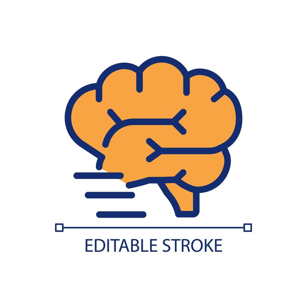 Gehirnaktivitätspixel perfektes RGB-Farbsymbol. Organ des menschlichen Körpers. geistige und intellektuelle Aktivität. isolierte Vektorillustration. einfache gefüllte Strichzeichnung. editierbarer Strich. vektor