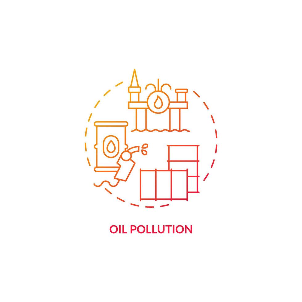 oljeföroreningar röd gradient koncept ikon. ihållande ekologiska effekter abstrakt idé tunn linje illustration. utsläpp av havsolja och petroleum. isolerade konturritning. vektor