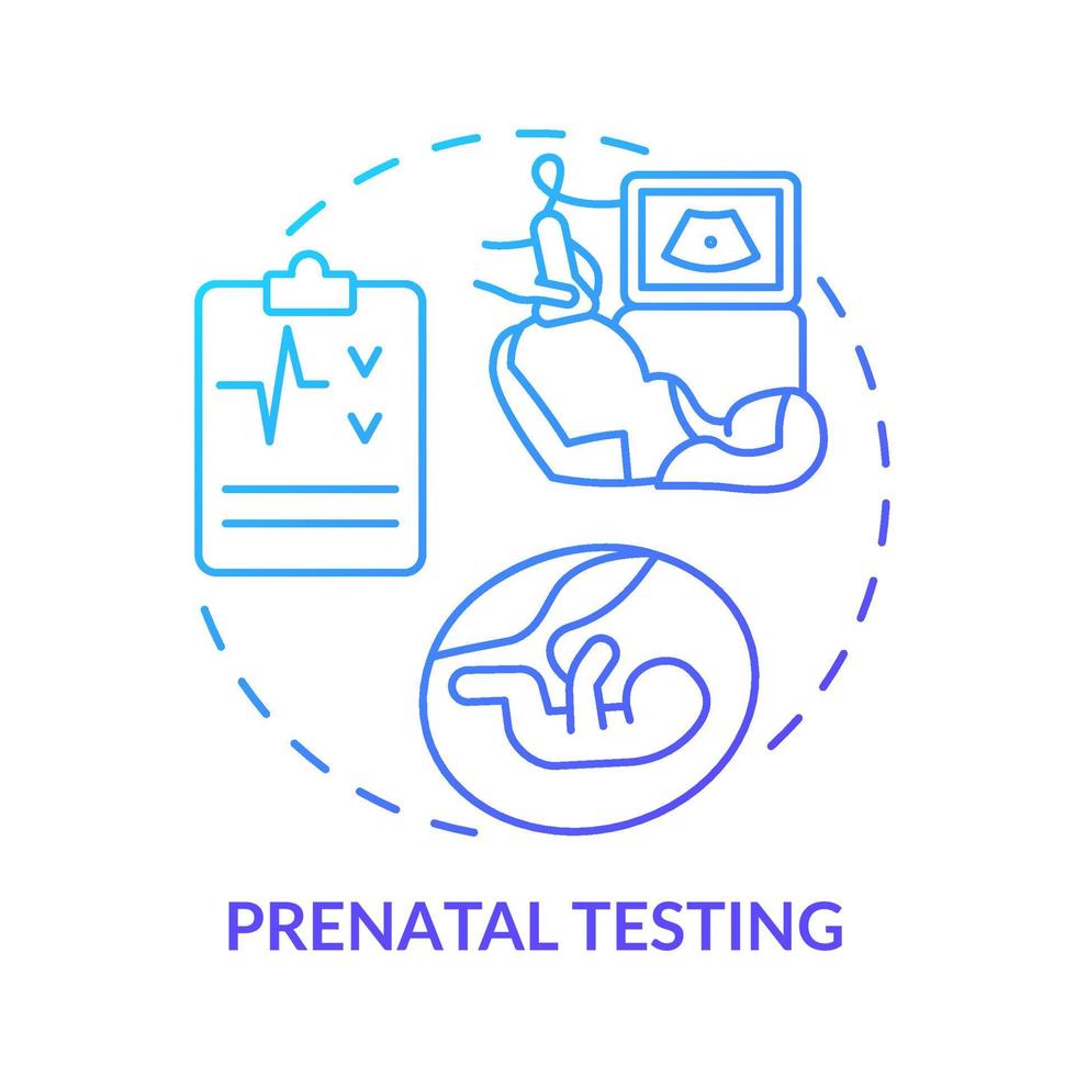 prenatal testning blå gradient koncept ikon. graviditetshjälp. medicinsk diagnostisk tjänst abstrakt idé tunn linje illustration. isolerade konturritning. vektor