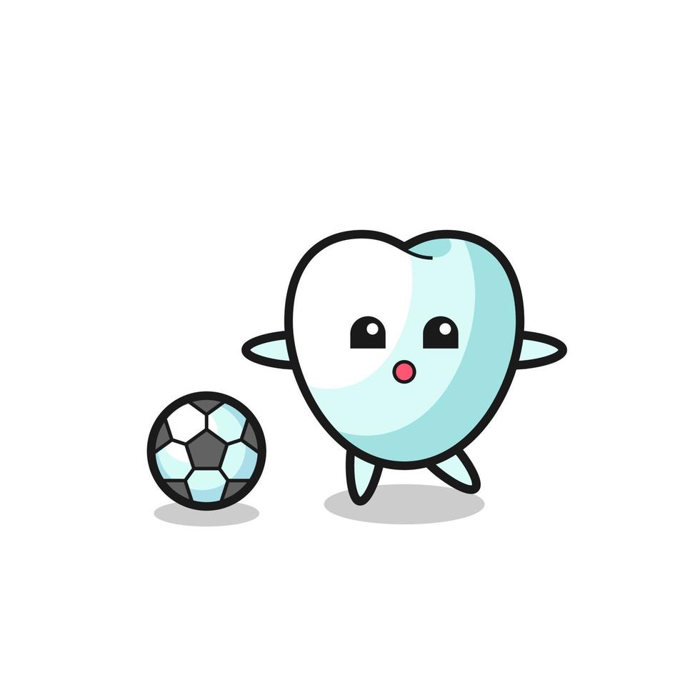 illustration av tand tecknade spelar fotboll vektor