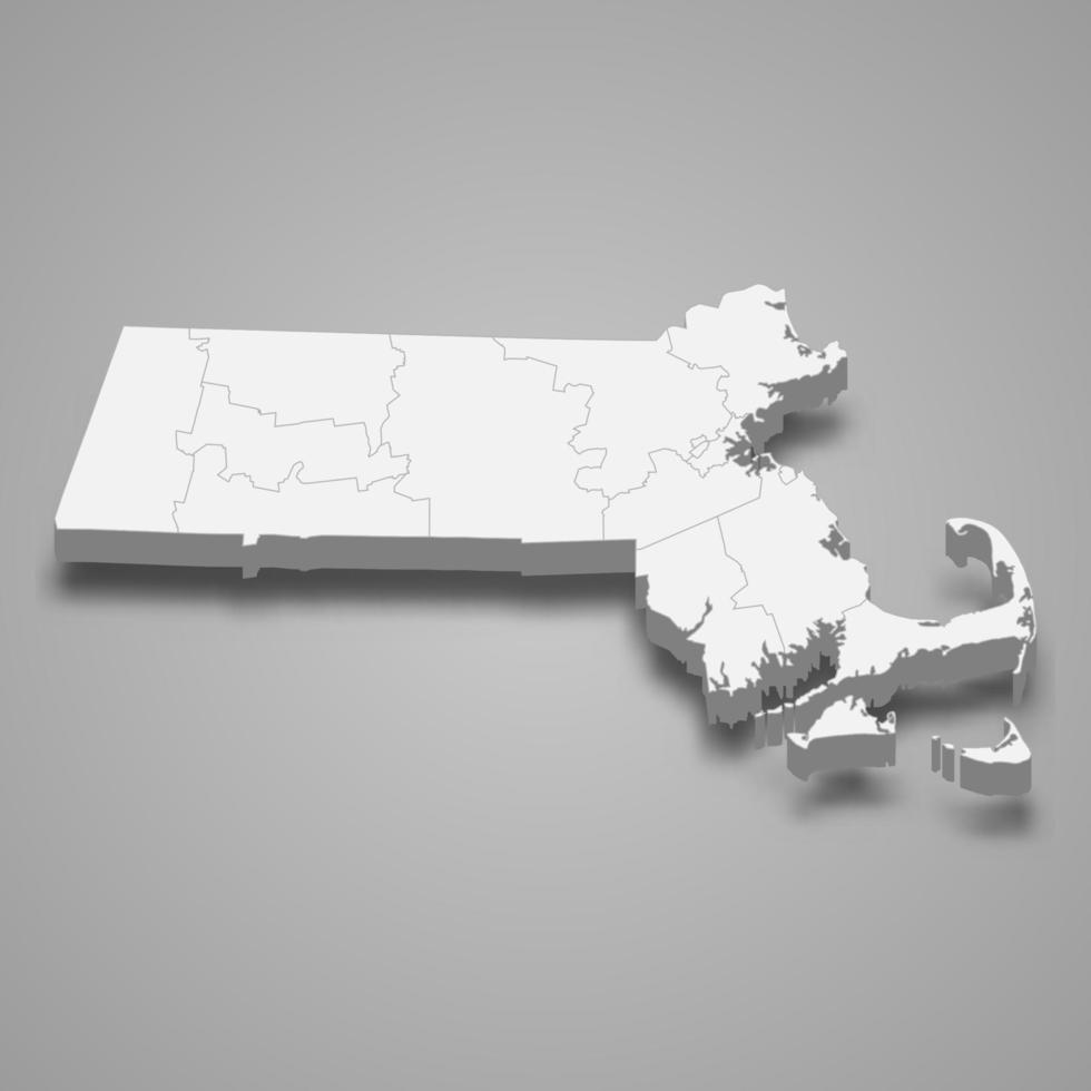 3D-Kartenstaat der Vereinigten Staaten vektor