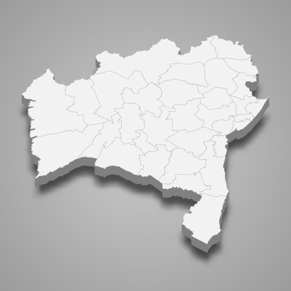 3d-karta över delstaten Brasilien vektor