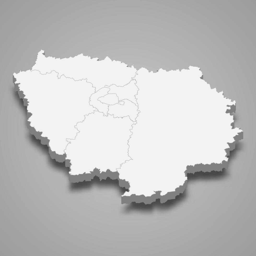 3D-Karte Region Frankreich vektor