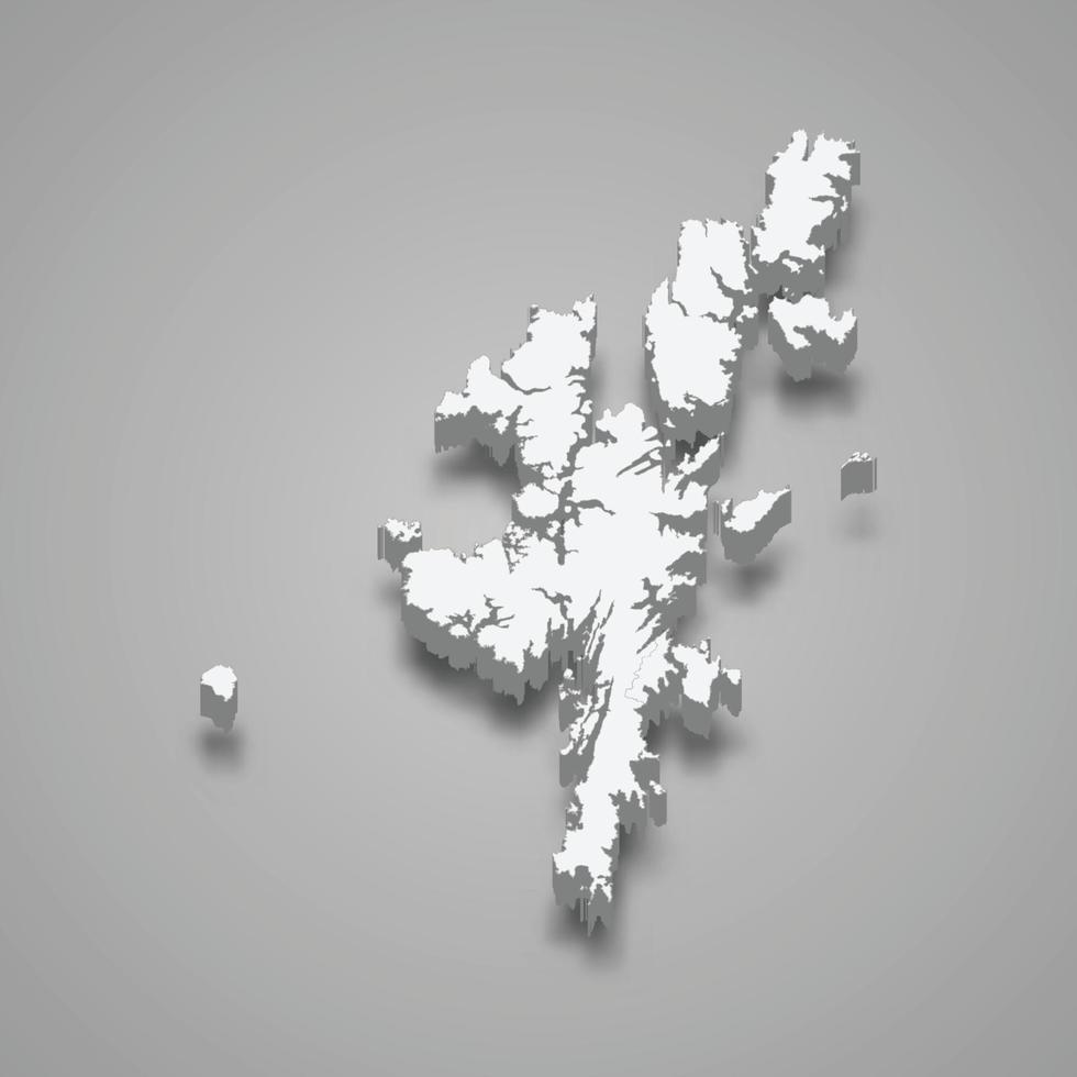 3D isometrisk karta över shetlandsöarna är en region i Skottland, vektor