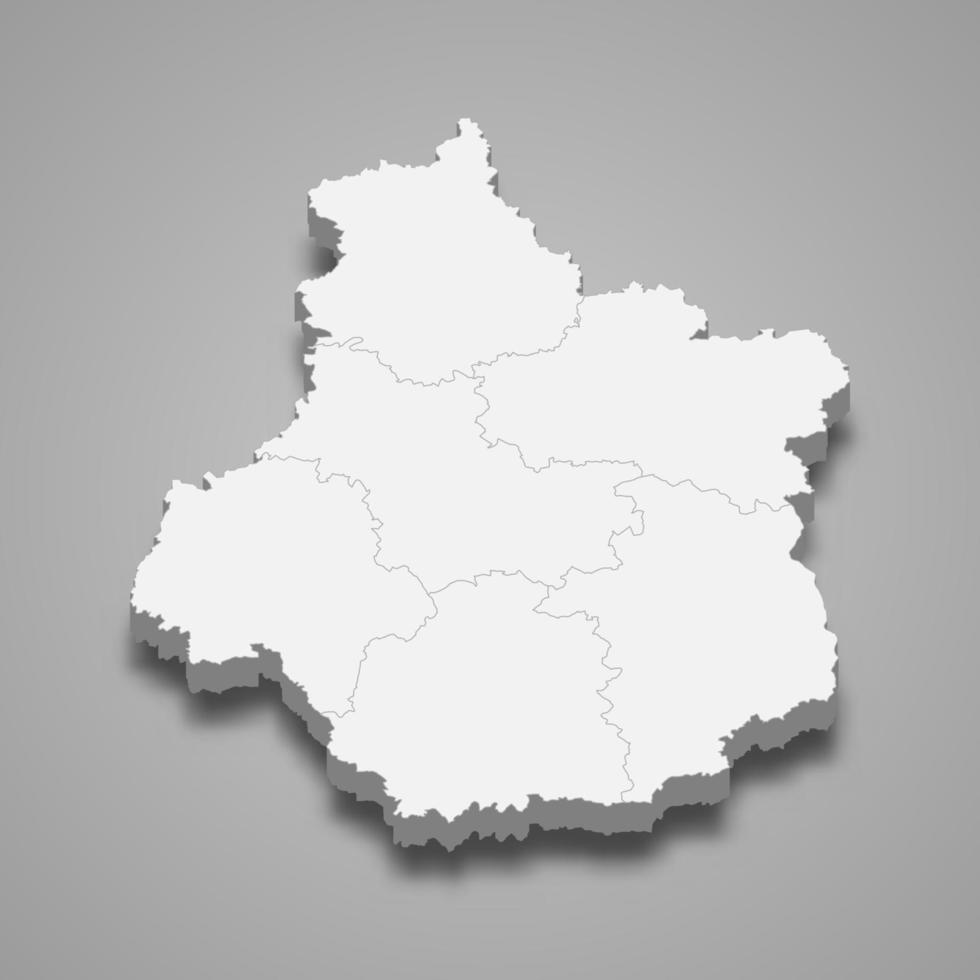 3D-karta regionen i Frankrike vektor