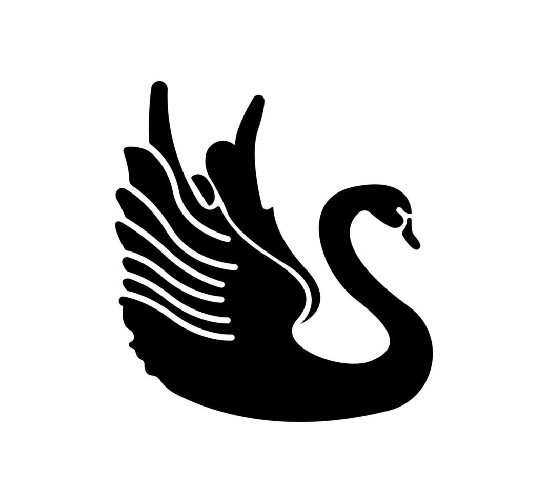 svart svan fågel siluett, djur vattenfågel illustration. vektor