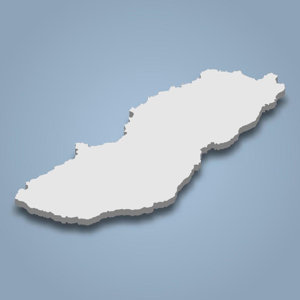 3D isometrisk karta över san cristobal är en ö på Galapagosöarna vektor