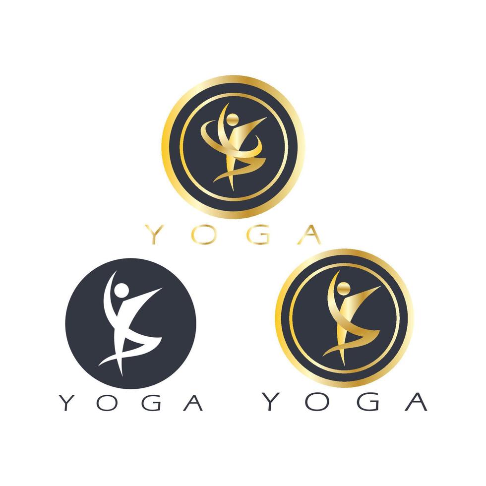 Logo-Design von Menschen, die Yoga-Symbol-Symbol-Illustrationsvektor machen vektor