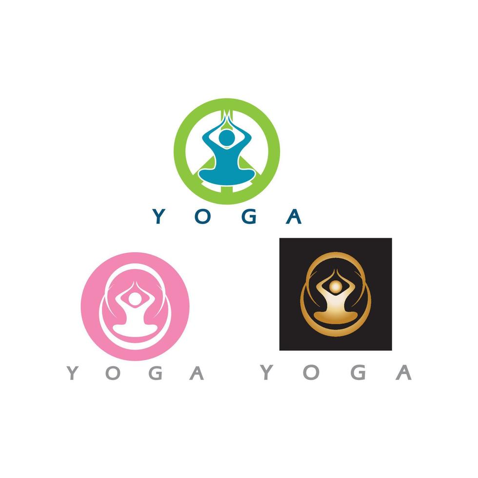 Logo-Design von Menschen, die Yoga-Symbol-Symbol-Illustrationsvektor machen vektor