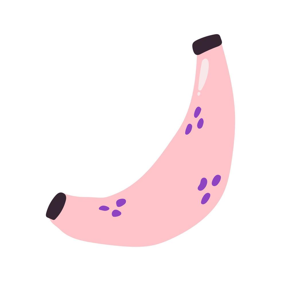hand gezeichnete rosa banane, flache fruchtillustration. vektor