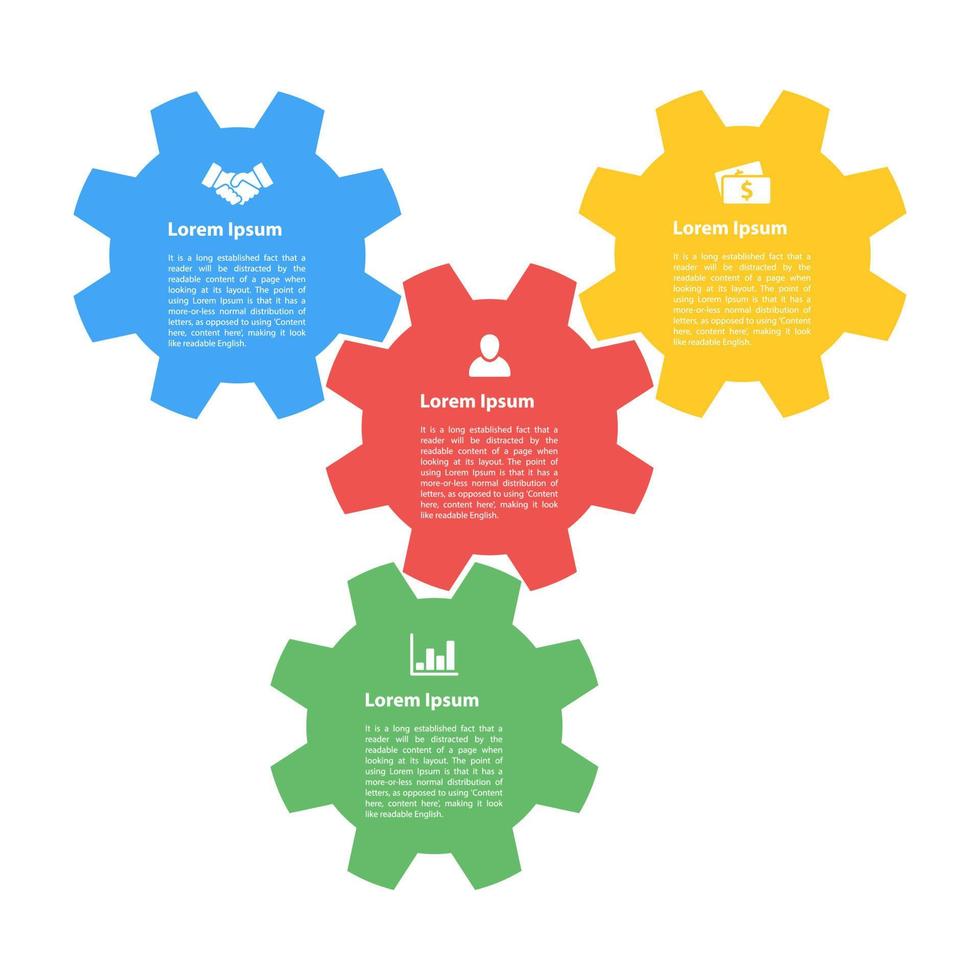 Business-Infografik-Designvorlage mit 4 Schritten oder Optionen für Prozessdiagramm, Workflow-Layout, Flussdiagramm, Infografik und Banner vektor