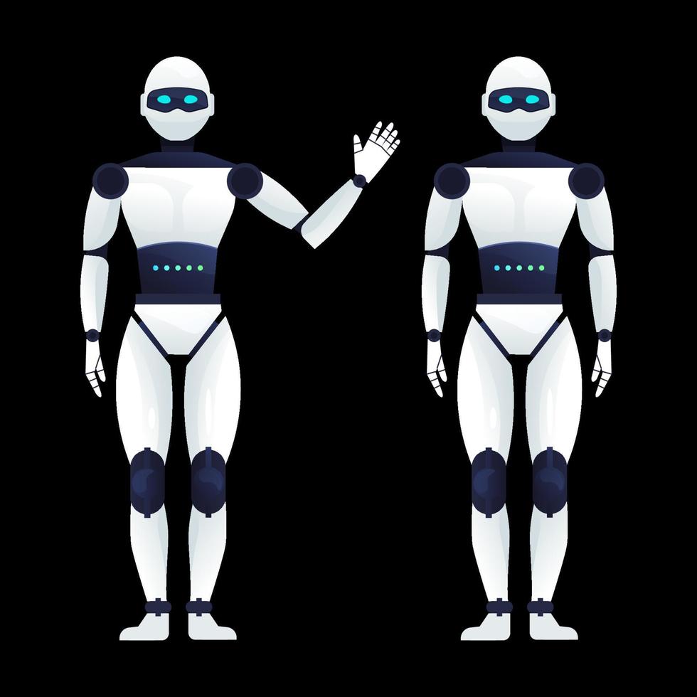 vit robot med kroppen som människa. artificiell intelligens. vektor illustration i platt stil
