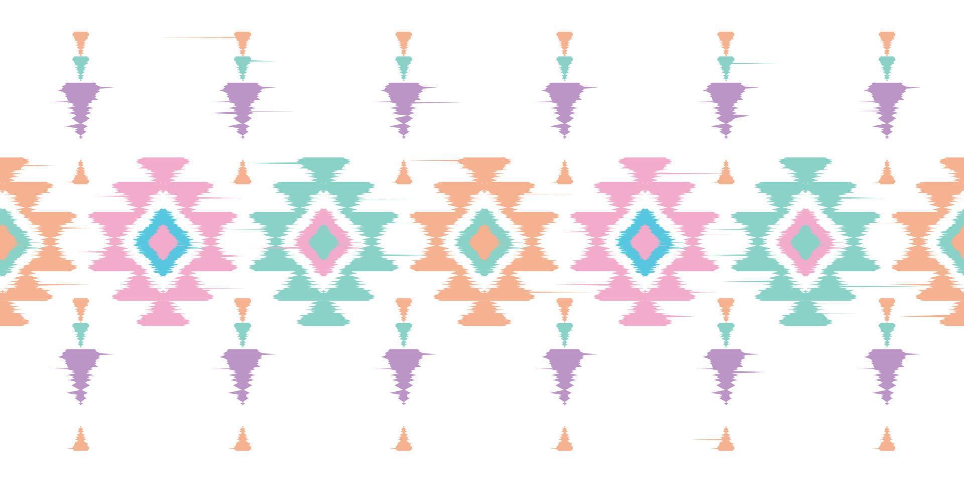 ikat handgemachte bordüren schöne pastellkunst. navajo chevron nahtloses muster in stammes-, volksstickerei, mexikanischer aztekischer geometrischer kunstverzierungsdruck. design für teppich, verpackung, stoff, bezug, textil vektor