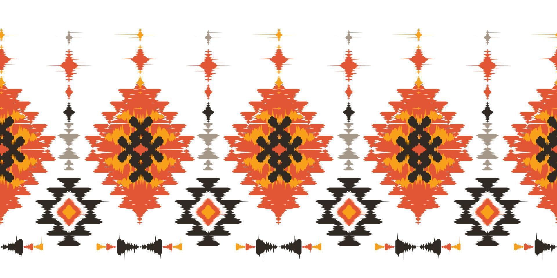 ikat handgefertigte grenzen schöne kunst. navajo chevron nahtloses muster in stammes-, volksstickerei, mexikanischer aztekischer geometrischer kunstverzierungsdruck. design für teppich, verpackung, stoff, bezug, textil vektor