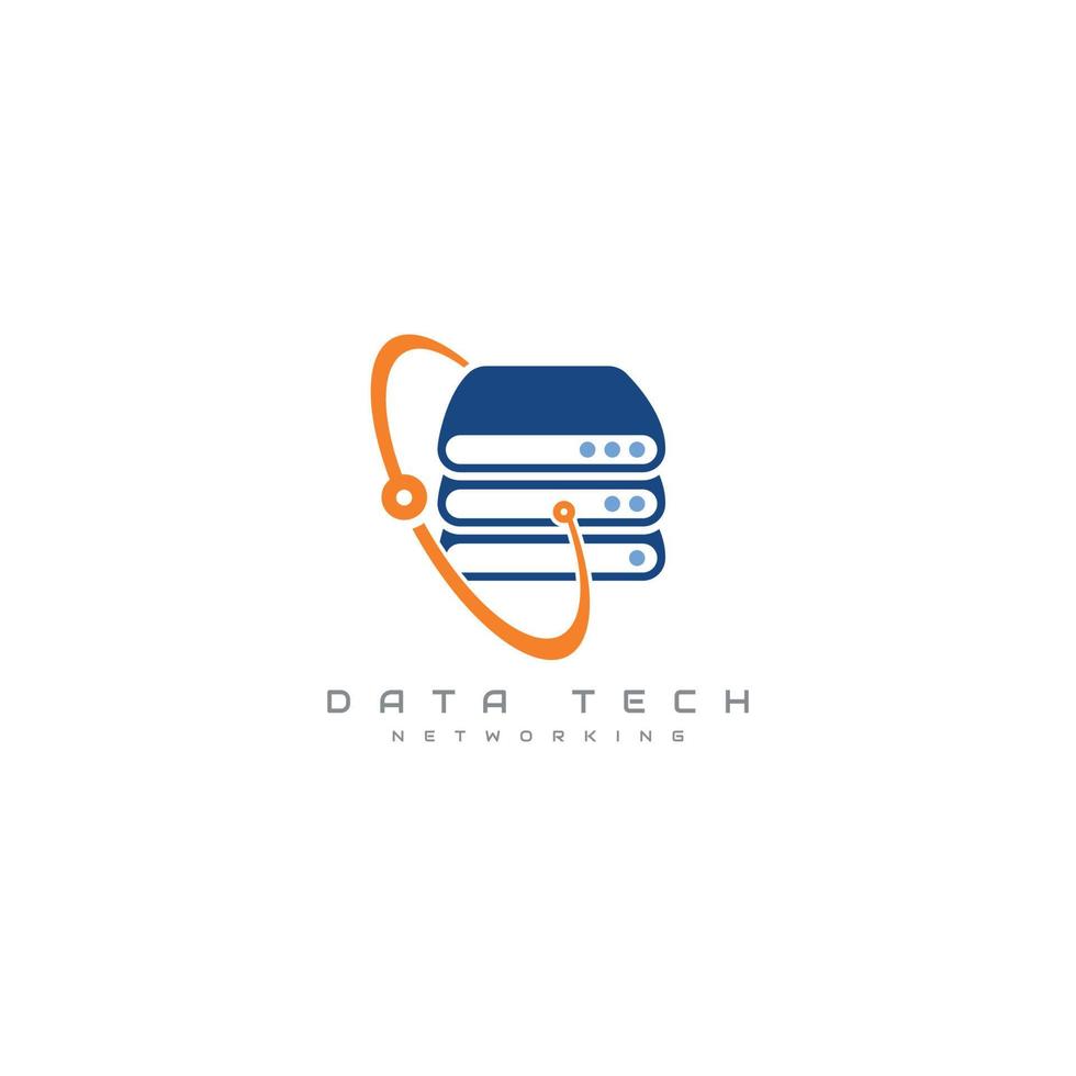 Datentechnologie-Logo-Design, Datentechnik, Datennetzwerk-Server-Host-Logo vektor