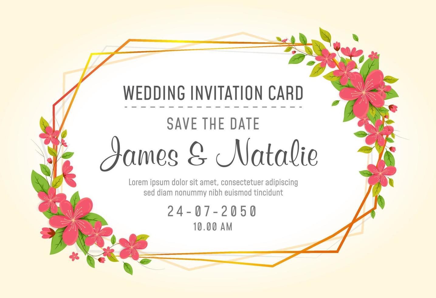 Hochzeitseinladungskarten-Blumenmuster, Hochzeitskarten-Banner-Vorlage vektor