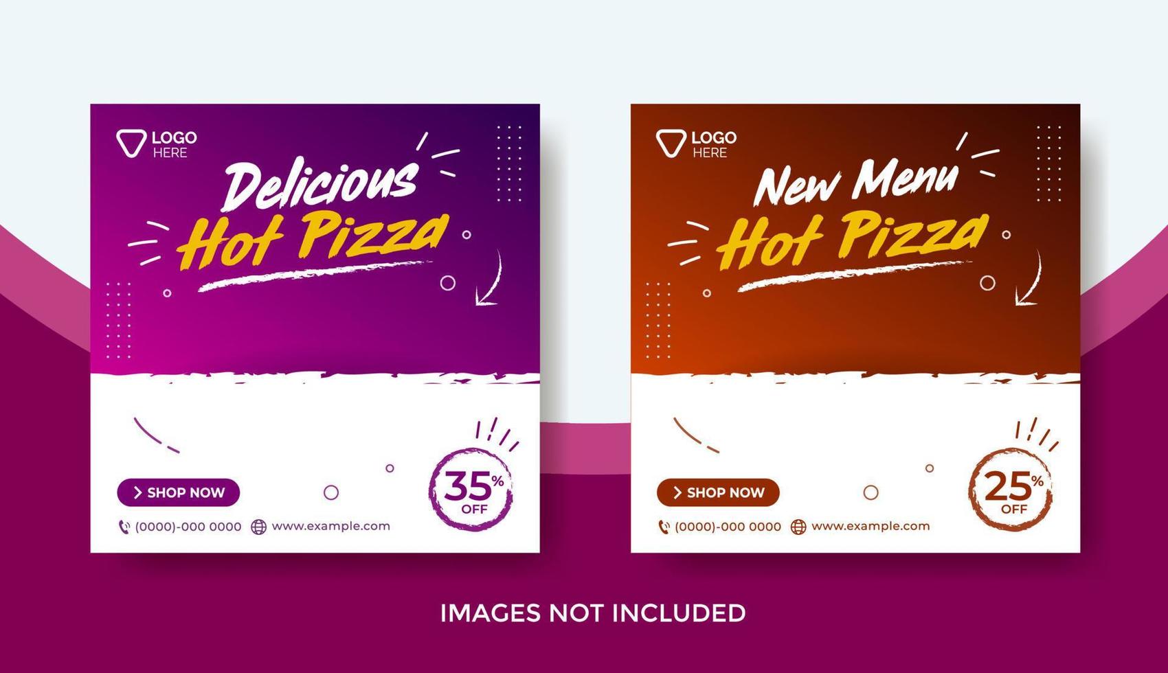 Lebensmittelmenü-Banner-Vorlage, Social-Media-Beitragsvorlage, köstliches Pizza-Menü-Banner vektor