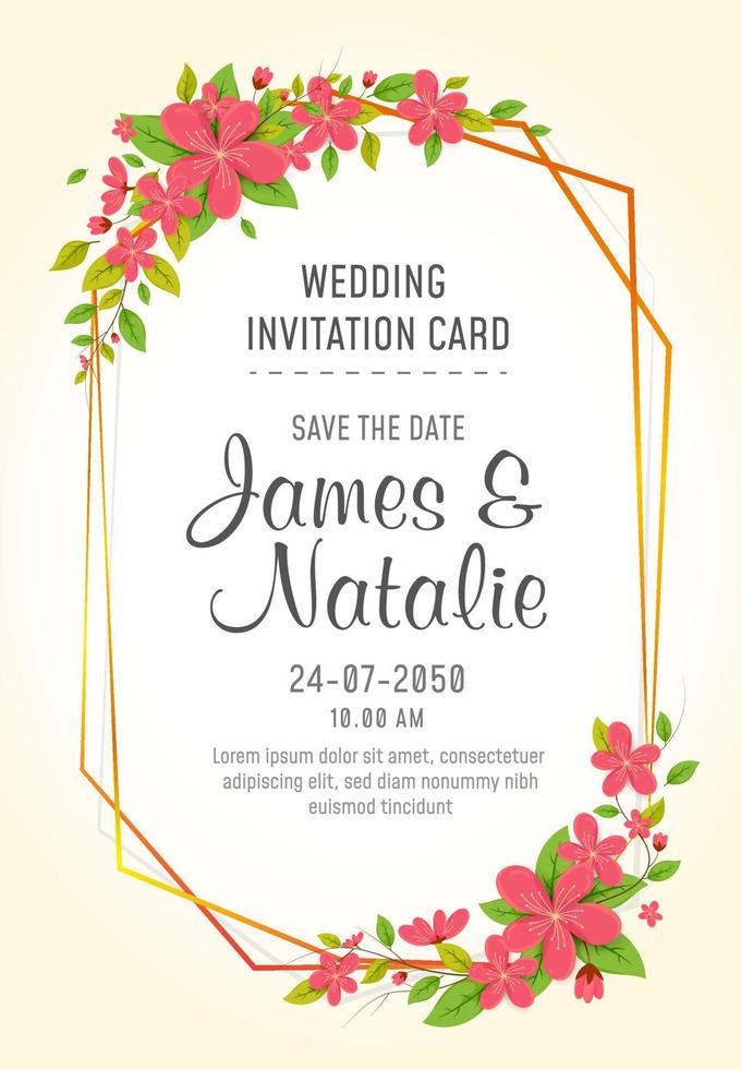 Hochzeitseinladungskarten-Blumenmuster, Hochzeitskarten-Banner-Vorlage vektor
