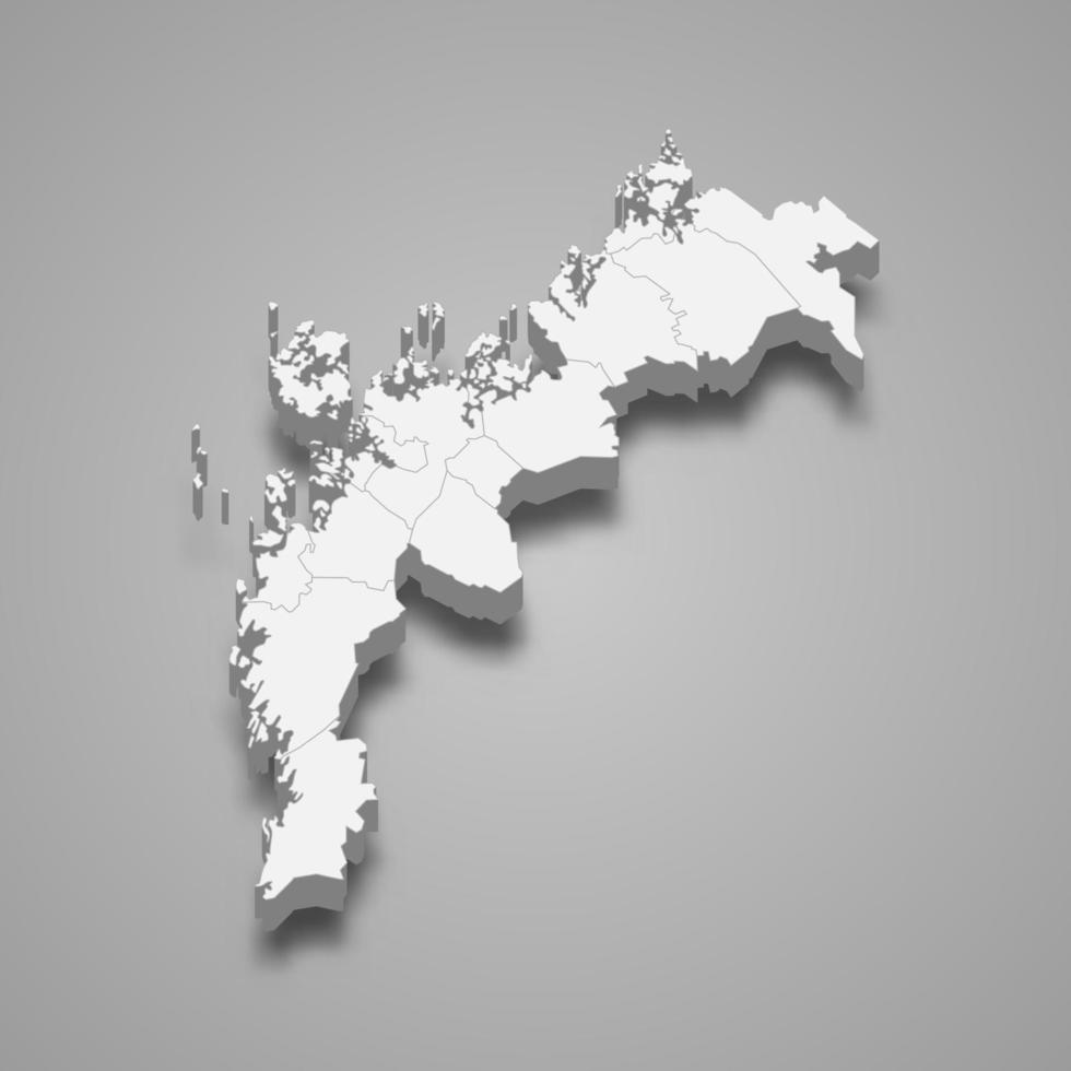 isometrische 3d-karte von österbotten ist eine region von finnland vektor