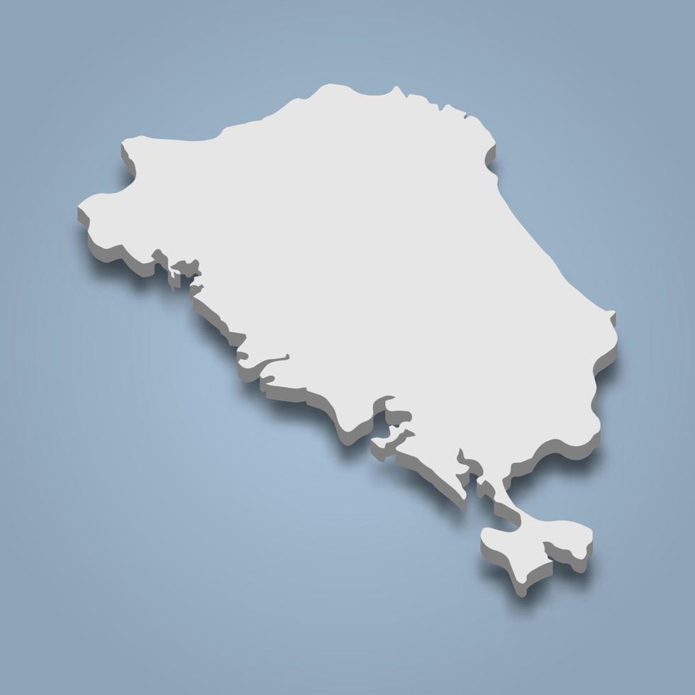 3D isometrisk karta över Bocas del Toro är en ö i Panama, vektor