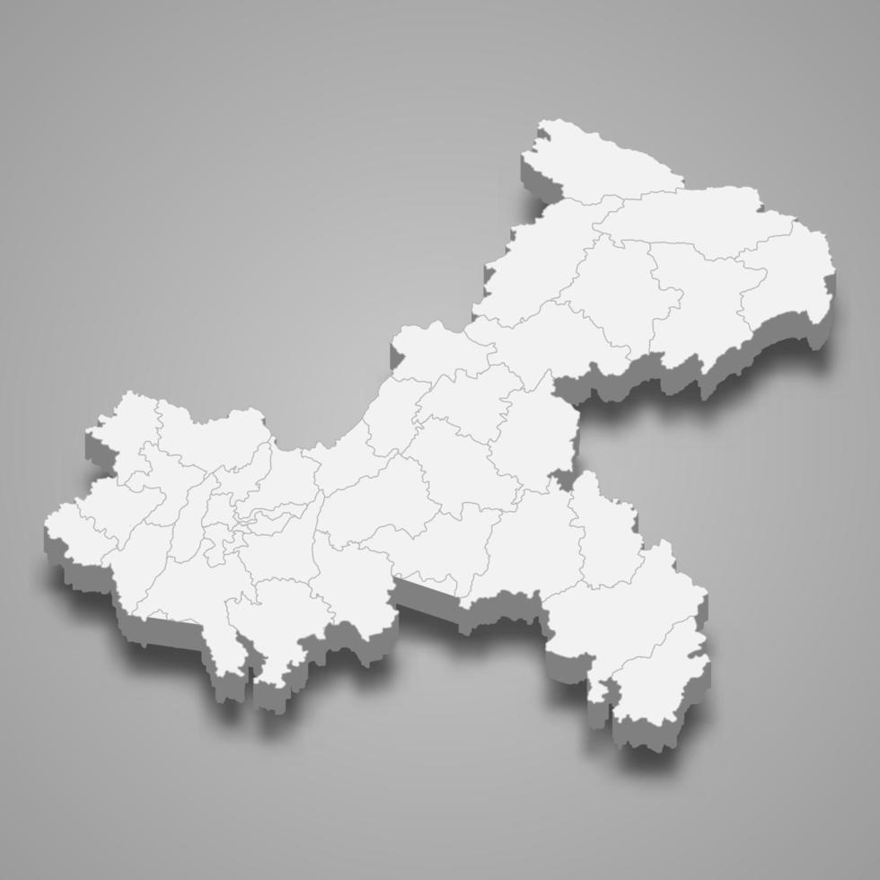 3D-Karte Provinz China vektor