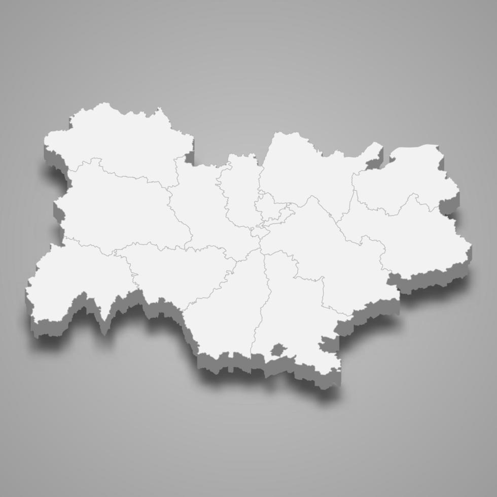 3D-Karte Region Frankreich vektor